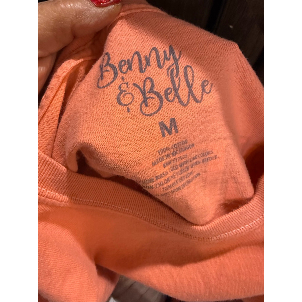 Women's Benny & Belle Long Sleeve Tee M Orange Blue Seahorse - Picture 4 of 8